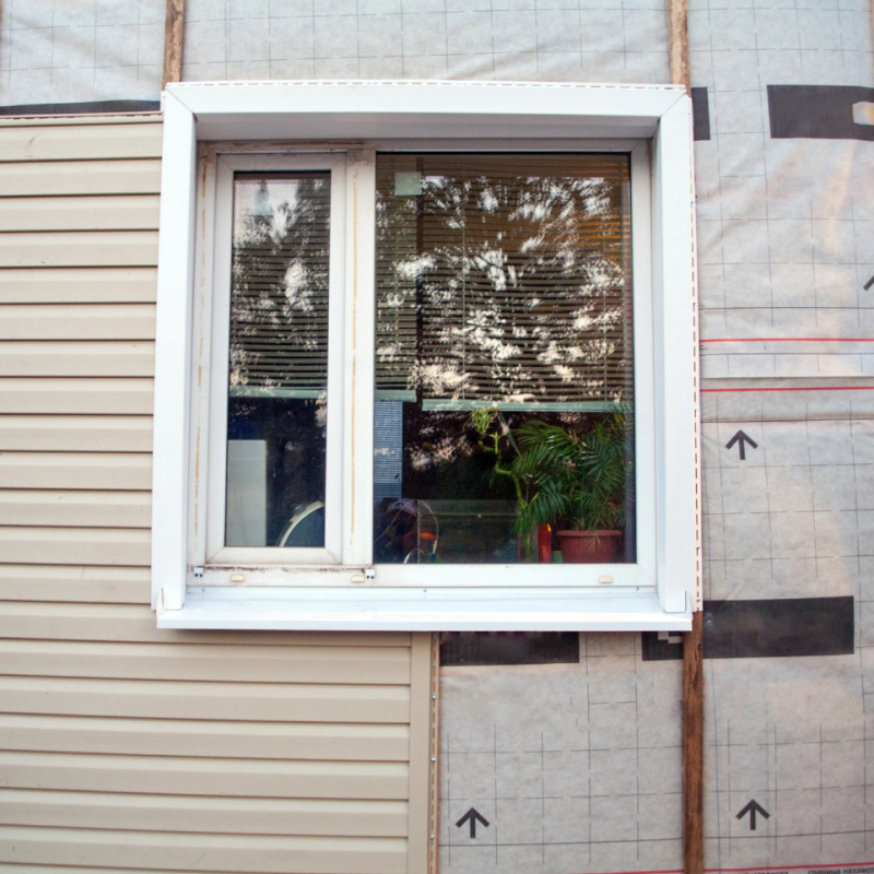 ongoing installation of siding panels